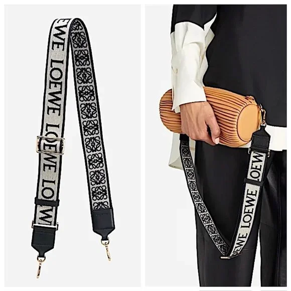 Loewe Anagram Bag Strap in Jacquard and Calfskin in Navy/Black - Picture 1 of 10
